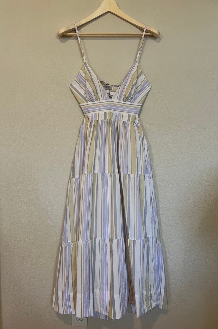 MØN RENN Dress 100% Cotton Stripes Sz Small Pockets *Small Flaw